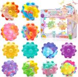 12 Pcs Pop Stress Ball Fidget Toys, 3D Push Bubbles Silicone Sensory Bubbles Balls for Kids, Sensory Pressure Ball Toy Anti Anxiety Relieve Stress Fit Kids Adults Hand Exercise (Random Color)