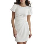 Tommy Hilfiger Women's Flutter Sleeve Scuba Dress, Ivory, 4