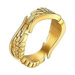 Bestyle Love Gold Angel Wing Feather Ring 18K Gold Plated Hug Ring for Couple Lover Wedding Band Vintage Open Engagement Ring Size 9