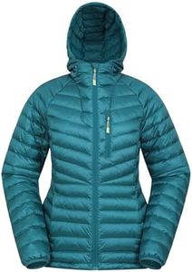 Mountain Warehouse Skyline Womens Hydrophobic Down Jacket - Water Resistant Ladies Coat, Insulated Puffer Jacket, Adjustable - For Travelling & Daily Use, Teal, 16 Plus