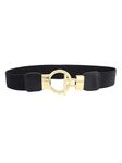 Yellow Chimes Waist Belt for Women Kamarband Black Retro Elastic Stretchy Metal Buckle Kamarband Waist Belt for Women and Girls