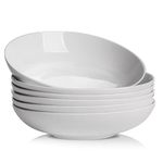 Chubacoo White Pasta Bowls Set: Large Salad Bowls Set of 6 - Wide & Shallow Dinner Bowls for Entree - Ceramic Serving Soup Bowls - Dishwasher & Microwave Safe - 9 Inch, 42 oz