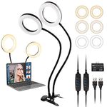 UPXDUMI Dual Ring Light for Laptop, Computer, 6 inch Desk Circle Light with Flexible Arm for Video Conferencing, Zoom Meetings, Streaming, Webcam Lighting, Video Recording, Photography, Makeup