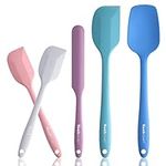 Wanbasion 5 Piece Silicone Spatula Set Heat Resistant, Colorful Rubber Baking Spatula Set for Nonstick Cookware Cooking Mixing, Dishwasher Safe Kitchen Spatula Set