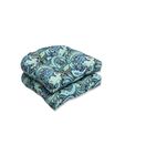 Pillow Perfect Outdoor Pretty Paisley Wicker Seat Cushion, Blue, Set of 2