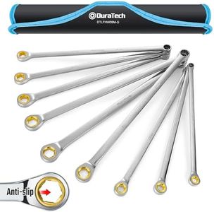 DURATECH Extra Long Anti-Slip Ratcheting Wrench Set, Double Box End Wrench Set, 9-Piece, Metric, 10, 12, 13, 14, 15, 16, 17, 18, 19mm, CR-V Steel, with Rolling Pouch