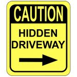 Caution Hidden Driveway - Right Arrow Outdoor Aluminum Metal Signs - Street Signs - Outdoor Sign - Road Signs - Driveway Markers - Private Driveway Sign - Metal Sign - Slow Down Signs - 8.5" X 10"