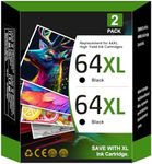 64XL Black Ink Cartridge | High-yield for HP Ink 64 XL 64XL Black Ink Cartridge for HP Printers ENVY Photo 6220 6230 6252 6255 7120 7155 7158 7855 7858 | Tango Tango X Tango Terra (2 Black) | N9J92AN