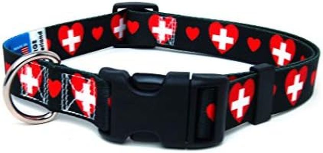 I Love Switzerland Dog Collar | Great for Swiss Holidays, Special Events, Festivals, Parades and Every Day Strong | USA Made | XSmall Small Medium Large XLarge