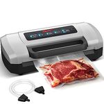 Magic Mill Food Vacuum Sealer Machine | Patent Easy-Close Handle for Manual and Automatic Meat Sealers, Heat Seal with Cutter For Meal Packaging Supplies, with Reusable Vacuum Seal Bags and Jar Kit