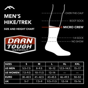 Darn Tough Men’s Light Hiker Merino Wool Micro Crew Socks, Cushioned, Denim Large