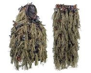 North Mountain Gear Hybrid Ghillie Suit for Men - Lightweight Hunting Airsoft Camouflage - Woodland Brown - Medium/Large