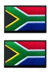 2 Pcs South Africa Flag Patch Hook and Loop Embroidered National Applique Emblem Patch for Team Work Clothes Football Jersey Backpack Caps Travel Biker Tactical Military