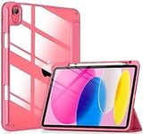 DTTOCASE for iPad 10th Generation Case 2022, 10.9 Inch Case with Clear Transparent Back and TPU Shockproof Frame Cover [Built-in Pencil Holder, Support Auto Sleep/Wake] -Watermelon