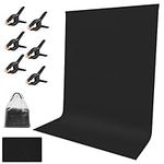 Asueilc Black Photography Backdrop 1.8×2.8m,Black Backdrop,Thicken Black Cloth Background,Black Photography Background with 6 Piece Clips and 1 Bag,for Photo Studio,Photoshoot Backdrop,Youtube