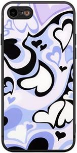 EYZUTAK Case for iPhone SE(5G) 2022 iPhone 7 iPhone 8 iPhone SE 2020, Cute Love Heart Printed Shell for Women Girls Painting Art Design Case Slim Soft TPU Bumper Hard Back Protective Case - Blue#1