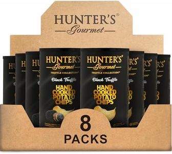 Hunter's Gourmet Potato Chips | Hand-Cooked | Lactose-Free | No Artificial Colors | Halal | Made in a Nut-Free Facility | Black Truffle Chips | Vegan | Gluten-Free Snacks | Pack of 8 | 150g