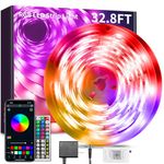 Bathebright 32.8FTled Lights Strip for Bedroom Music Sync RGB Color Changing with App and Remote Control, Power Supply Led Strip Lights Lumiere Led for Home Party Room Decor