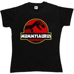 Fancy A Snuggle Mummysaurus Mum Ma T-Rex Old Dinosaur Womens Boyfriend Fit T-Shirt Black Large