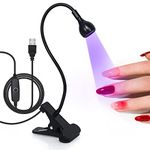 Funfe UV Light for Nails - UV Lamp for Gel Nails,3W LED Nail Dryer for Gel Nails Portable UV Nail Lamp Led Nail Polish Light with Gooseneck Clamp&USB Charge for Salon Home(Black-B)