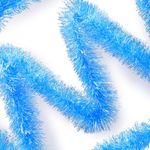 AURORAVA 20 Feet by 3 Inches Tinsel Garland for Christmas, Birthday, Weddings, Party Decorations (Blue-Regular, 20ft)