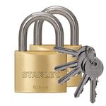 Stanley 50 mm Solid Brass Padlock (Pack of 2)