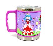 FunBlast Stainless Steel Mug Emboss Hot And Cold Coffee/Milk/Tea Mug For Kids Cartoon Print Soft Rubber Design Cup, Milk Drinking Mug For Kids - Multicolor, 350 ML