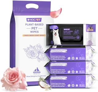 HICC PET Cleaning Deodorizing Wipes for Dogs & Cats, Vet Recommended Plant-Based Pet Grooming Wipes, Fermented Coconut Oil Grooming Paws, Body and Butt, Family Size Supply 400 Count, Rose