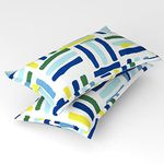 BSB HOME Cotton Pillow Cover/Case Set (2 Pcs) - 18"x28" inches, Blue&Yellow