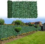 HUIMO Artificial Ivy Privacy Fence Screen, Ivy Fence Screening Roll, Trellis with Faux Ivy Vine Leaves, Artificial Hedges Panel for Inddor Outdoor False Garden Wall Covering Balcony Decor 1x3 Meter