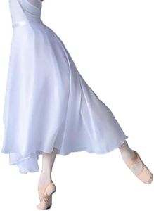 Daydance White Women's Ballet Skirts Long Sheer Dance Skirts 82cm Length with Tie Waist