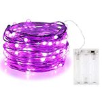 BOLWEO Halloween Decorations, Battery Operated Fairy String Lights,Christmas Decorations Lights,10Ft/3M Copper Wire 30LEDs Indoor Outdoor Home Bedroom Holiday Lighting, Purple