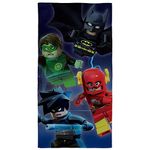 Official Lego DC Superheroes Beach Towel - Batman, Flash, Nightwing & Green Lantern Design - 70 x 140cm - 100% Cotton