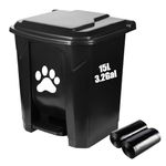 Dog Poop Trash Can Outdoors Pet Waste Station with Lid Dog Waste Disposal Container with Removable Inner Bin Bucket Hands-Free Pedal Garden Yard Home with Waste Bags, CA01-15L, Black