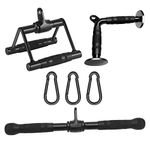 DYNASQUARE Cable Attachments for Home Gym, LAT Pulldown Attachment, Weight Machine Accessories, Straight Pull Down Equipment, V-Shaped Press Down Bar, Tricep Rope, Exercise & Double D Handle