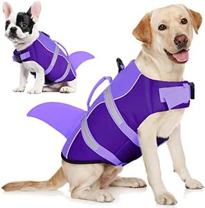 AOFITEE Dog Life Vest for Swimming, Dog Life Jacket Large, High Flotation Dogs Swimming Vest with Rescue Handle and Reflective Stripe, Shark Dogs Lifesaver Swimsuit for Boating Summeer Pool Beach, XL