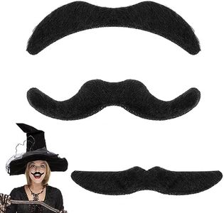 Sibba Set di 3 Baffi Finti Autoadesivi Baffi Finti per Costumi Halloween Festival Feste in Maschera Colore Nero Nero Taglia Unica