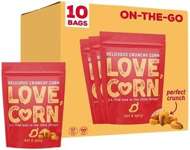 LOVE CORN Hot & Spicy 1.6oz x 10 Bags - Delicious Crunchy Corn - Healthy Family Snacks - Gluten Free, Kosher, NON-GMO - Alternative for Chips, Nuts, Crackers & Pretzels - Perfect for Charcuterie Boards