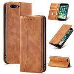 UEEBAI Wallet Case for iPhone 6 Plus iPhone 6S Plus, Premium PU Leather Case Vintage Matte Wallet Flip Cover [Card Slots] [Magnetic Closure] Stand Function Folio Shockproof Full Protector - Brown