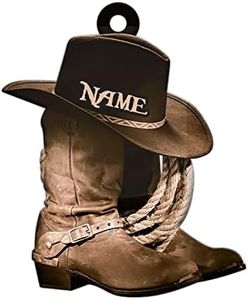 3D Printing Custom Name Western Cowboy Boots Hat Christmas Tree Ornament Acrylic Flat Tree Decoration Gift for Family