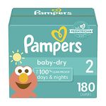 Pampers Baby Dry Diapers - Size 2, 180 Count, Absorbent Disposable Diapers