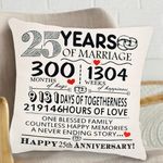 25th of Wedding Anniversary Throw Pillow Cover Gift, Special Keepsake Pillowcase Decoration Gift for Couples Parents, Sweet Square Shape Linens Cushion Cover for Husband Wife Mom Dad Friends