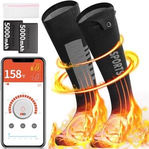 AQV Heated Socks for Men Women, Rechargeable 5000mAh Battery Electric Socks, 4 Adjustable Temperature with App Control, Washable Cold Foot Warmers r for Winter Skiing Cycling Camping Hiking (UK) 4-13