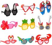 KAHEIGN 9 Pairs Luau Party Sunglasses, Novelty Party Glasses Funny Hawaiian Glasses Summer Party Photo Booth Props Tropical Fancy Dress Favors Supplies Decoration for Kids Adults