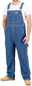 100% Cotton Denim Bib Overalls for Men Relaxed Fit, 34W x 30L, Stone Wash