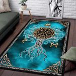 Viking Rug Tree of Life Norse Mythology Carpet for Floor Viking Rune Rug Floor Mat Non-Slip Celtic Viking Floor Mat Flannel Carpet for Home Office Bathroom Home Decor