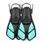 Swim Fins Open Heel, Adjustable and Light Diving Fins with Good Thrust, Travel Size Short Flippers for Snorkeling Swimming （Unisex） (Small/Medium (Adults 4.5-8.5))