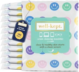 Well-Kept Tech & Lens Wipes - Eyeglass, Screen & Phone Cleaning, Multi-Surface, Lint-Free, Pre Moistened, Streak-Free & Non Scratching - All Smiles, 12 Pack (180 Count)