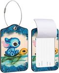 Akkya Luggage Tag for Suitcases Bag Baggage Travel Tags Identifiers Cute Cartoon Large Leather Name Luggage ID Tags for Kids Women Girls Men XLP0726-03（Turtle）