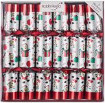 Robin Reed 6 x 13 inch (33cm) Handmade Christmas Crackers - RACING HO HO HO SANTA - CCS21-12, Silver